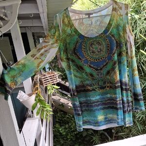 Elegant Multicolor Chain Print Women's Top